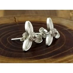 Boucles D'oreille En Filigrane D'argent 3 Pétales - Micotiti