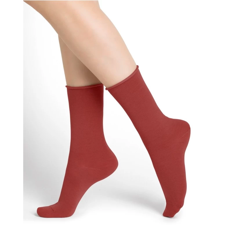 Chaussettes Laine Fine Bords Roulés - BleuForet 1 Chaussettes Laine Fine Bords Roulés - BleuForet