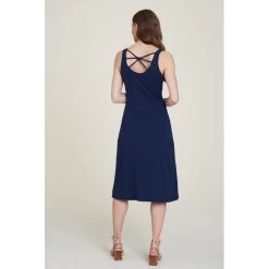 Robe Midi Sans Manches En Coton Bio Bleu - Tranquillo